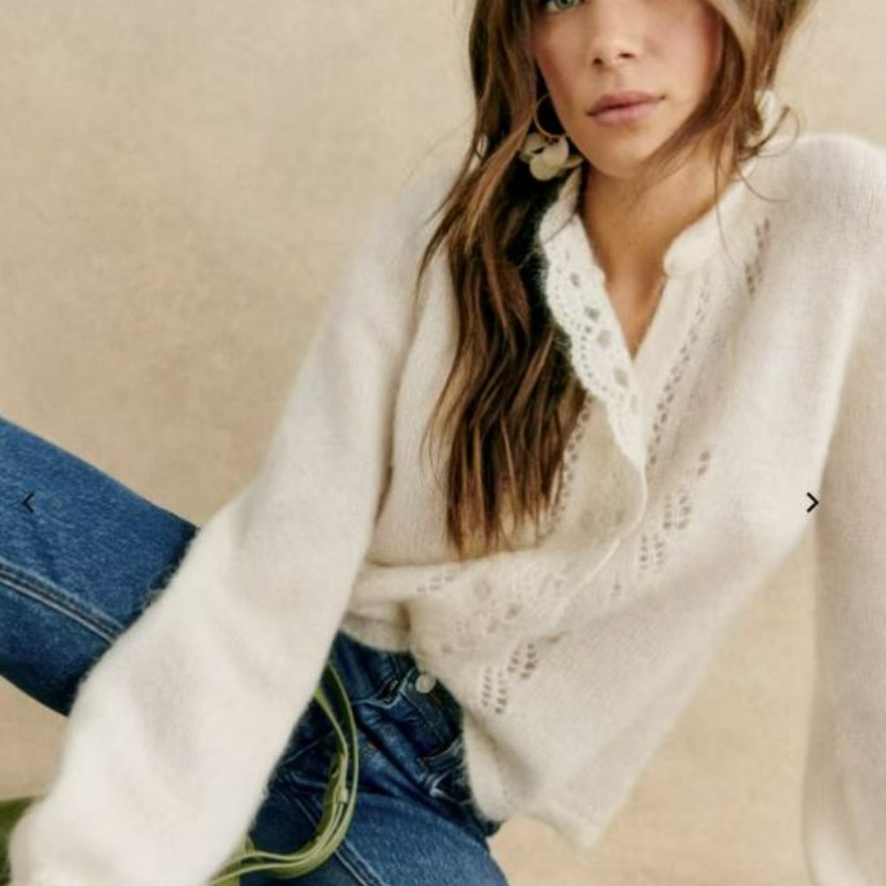 NWT SEZANE ANGIE CARDIGAN ECRU MEDIUM